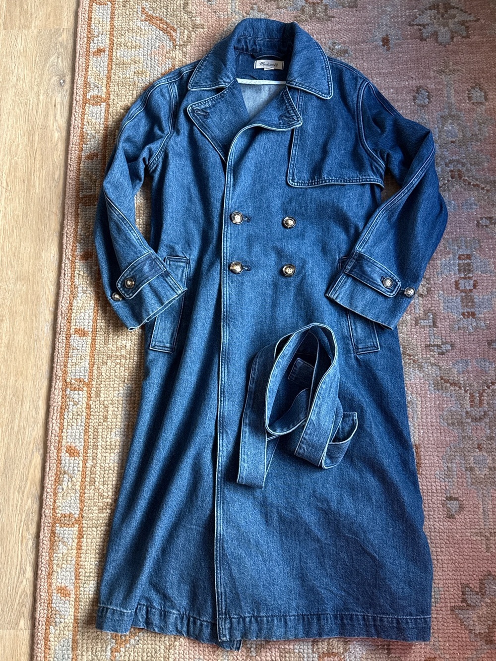Madewell Indigo Denim Double-Breasted Trench Coat Small
